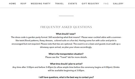 Q&A on Wedding Website